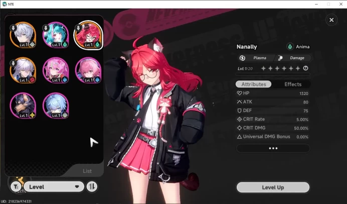 GLOBAL EU|HL 3| 2 SSR [Nanally,Baicang] +S-Class Char Box +Livery |5 SR|Selector 45/50 Rolls|Male MC|Log Email|Take Email|NTE962