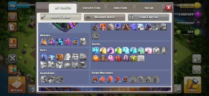 TH_14(XP 196)(HERO:45/56/43/33/13)(GOOD ABILITY)(BEST VILLAGE)(LIFTIME WARANTY)