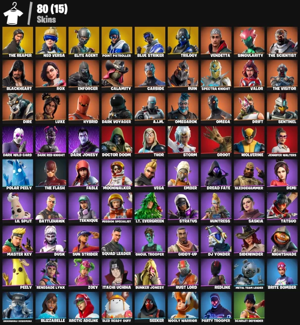 80 skins | The Reaper | Neo Versa | Elite Agent | Point Patroller | Blue Striker | Trilogy | Vendetta | Singularity | The Scientist