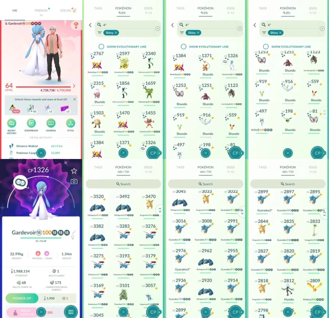 AC1494 -lv 64 Valor | x17 3000CP | x183 2000CP | x39 Legendary | x21 SHUNDO | x92 shiny | x29 100IV | Shundo Gardevoir Kirlia | Shiny Guzzlord H