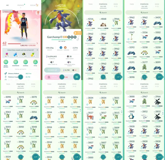 AC1495 -lv 62 Valor | x61 3000CP | x287 2000CP | x68 Legendary | x1 SHUNDO | x78 shiny | x65 100IV | Shiny Moltres Zapdos | 3000CP+ x29 Dragonit