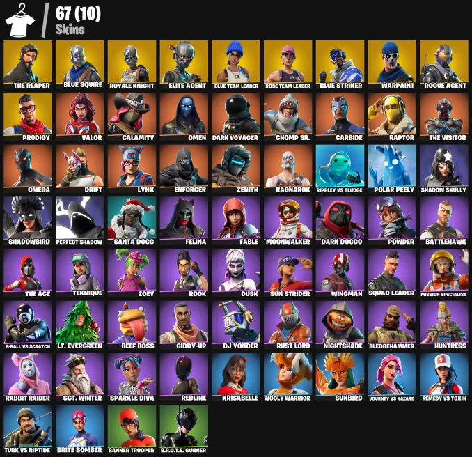 67 skins | OG STW | The Reaper | Blue Squire | Royale Knight | Elite Agent | Blue Team Leader | Blue Striker | Rogue Agent | Prodigy | Valor