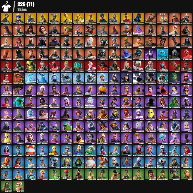 226 skins | OG STW | The Reaper | Neo Versa | Blue Squire | Royale Knight | Elite Agent | Gold Midas | Gold Brutus | Rogue Agent | Prodigy |