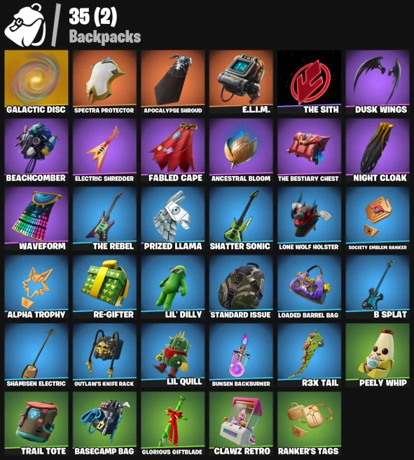 16 skins | Galaxy | Glow | Calamity | A.I.M. | Drift | Fable | Dusk | Lt. Evergreen | Giddy-up | DJ Yonder | Nightshade | Huntress | 300 VB