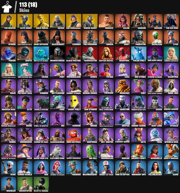 11000 VB | 113 skins | The Reaper | Elite Agent | Gold Midas | Havoc | Sub Commander | Rogue Agent | Menace | Valor | Shogun | Ravage | The Ice 