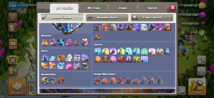 Th_18(3 HEROS MAX)(XP 246)(21 EQUIPMENT EPIC MAX)(C.N FREE )( DEF& TROPE MAX)(WALL L.V 18)(4 K R.M & 200 L.M )(LIFTIME WARANTY)