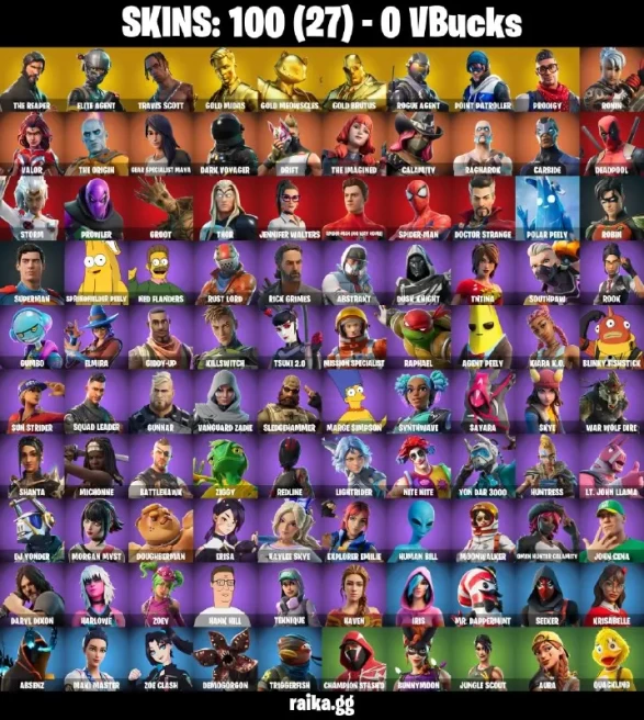 100 skins | The Reaper | Elite Agent | Travis Scott | Gold Midas | Gold Meowscles | Gold Brutus | Rogue Agent | Point Patroller | Prodigy 