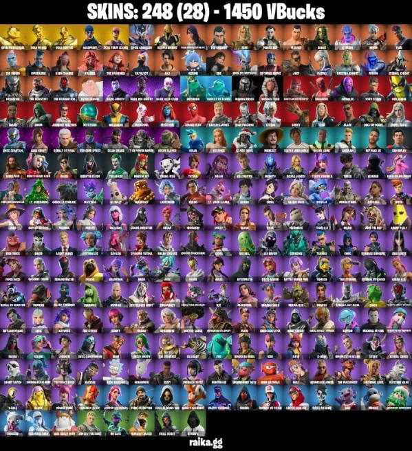 248 skins | OG STW | Leviathan Axe | Gold Midas | Gold Brutus | Spire Assassin | Ultima Knight | Gear Specialist Maya | The Ageless | Zeus |