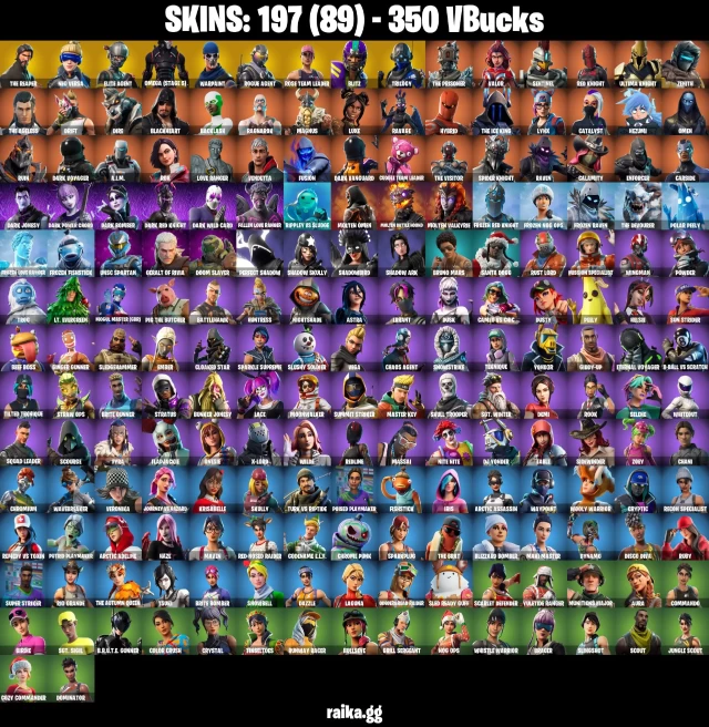 197 skins | OG STW | The Reaper | Merry Mint Axe  | Neo Versa | Elite Agent | Omega (stage 5) | Rogue Agent | Blitz | Trilogy | The Prisoner |  