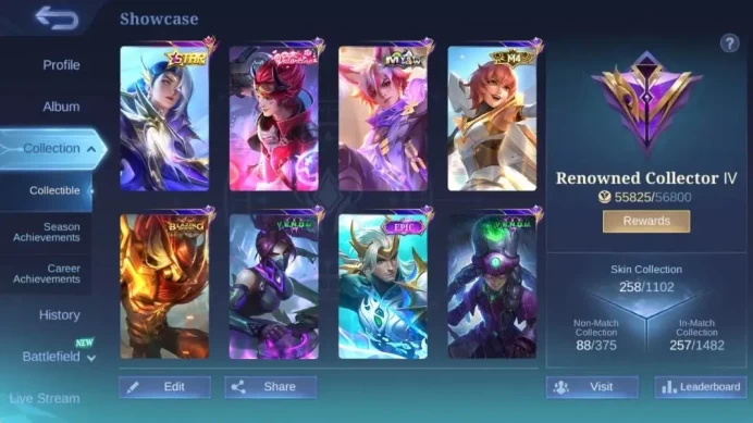 Global|Hero 132|Skin 258|Renowned|ANN Lesly|Coll Natalia|NRT Vale|SB Cyclops|SS Badang|Valentine Claude|More Check SS ML1892B