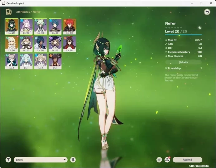 ASIA | AR 27|Starter|1 limit Nefer|1 other 5*(Diluc)|MC Female|Check SS |Check SS GI179B