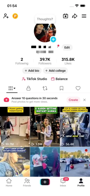 Instanly Delivery/Monetized 39K Real Followers+310K Real Likes Account/ Creator Rewards Program Activated/ Full Access