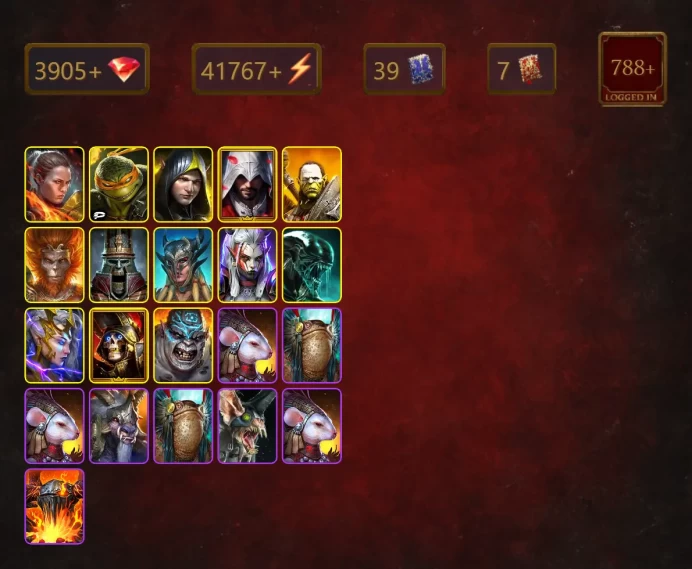 [STARTER]Georgid+Klaazag Keyhulk+Ronda+Michelangelo+Aleksandr+Ezio Auditore+Artak+Wukong+Scyl+Visix+Xenomorph+Deliana+34Epics