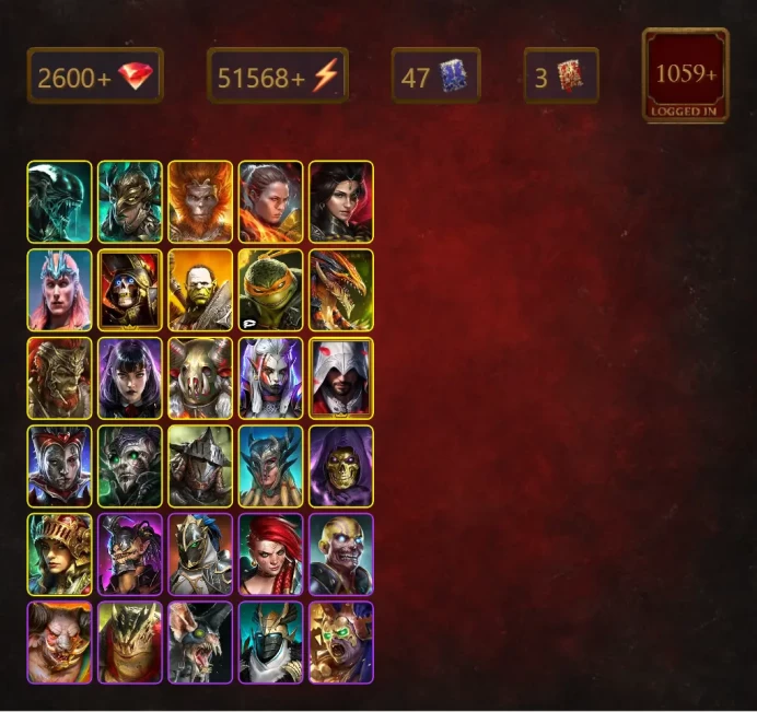 [STARTER]Chaagur+Queen of Hearts+Xenomorph+Leminisi the Gold-Wing+Wukong+Ronda+Adelyn+Loki+Deathknight+Artak+60Epics
