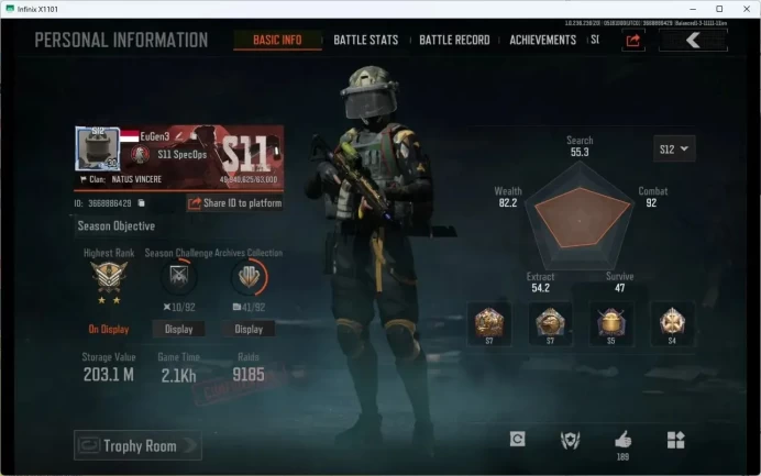 Mobile | LVL30 | SV 203.1M | CV 112.5M | Decree LR-AR1, Koi LR-AR2, Symphony AR57, more skins | more detail Check SS (AB377B)