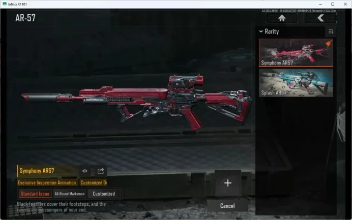 Mobile | LVL30 | SV 203.1M | CV 112.5M | Decree LR-AR1, Koi LR-AR2, Symphony AR57, more skins | more detail Check SS (AB377B)