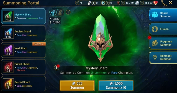 Starter with Helicath + Shards : 166 Ancient, 34 Void, 25 Primal, 4 Sacred | Ninja + 17 Login Legendary | Mine max