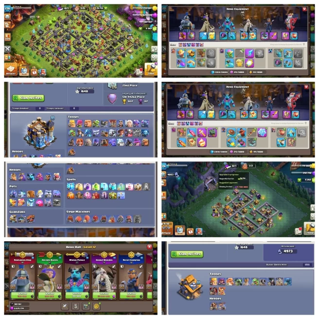 M3【Epic Th 18 Max】9 Epic: GG-MAX,SB+FA+MM+FB-20/LP/RS+EB-MAX,FF-8▰Hero Near Max▰12 Hero Skin▰1.3K Medals▰Fully Wall Max out for Th 18