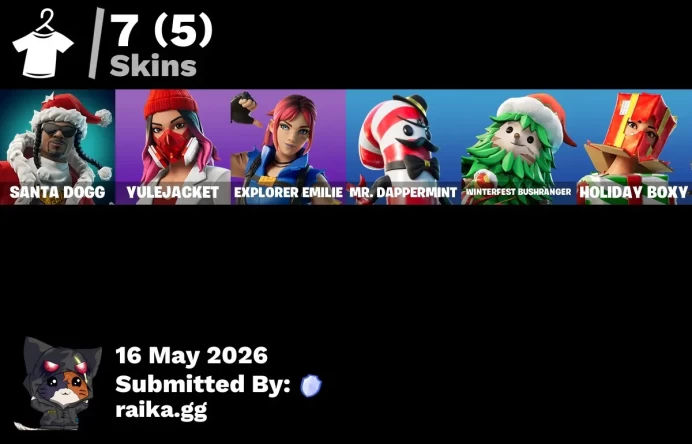[PC/PSN/XBOX] 7 skins | Santa Dogg | Yulejacket | Trailblazer Tai | Explorer Emilie | Mr. Dappermint | Winterfest Bushranger | Holiday Boxy