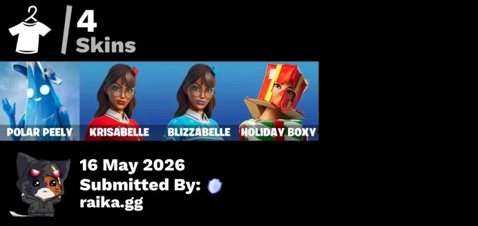[PC/PSN/XBOX] 4 skins | Polar Peely | Krisabelle | Blizzabelle | Holiday Boxy | Arroyo Pack | Spectra Protector | Octane Cruiser