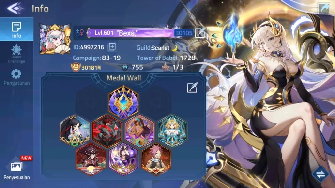 Sv 30xxx|VIP11|Lv 601|30181M Pwr|62 Nexus,82Awk|18 UR (AAlice,L Sekhet,O Akashic,etc)|22 Epic & 34 Elite Skins|Check SS(MLA810)