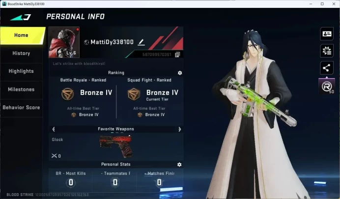 ASIA| BLEACH Byakuya Kuchiki Striker|7DS Oslo Playpal|7DS: AK47, Kar98k, QBZ95|3 Legendary Guns|5|More Check SS BS796B