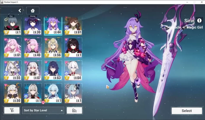 SEA Lv70| 3 Fullset (Theresa Apocalypse LuVo, Raiden Mei Xentinel DC, Kiana Kaslana Ba-Dum WS) Li Shushang PS 3/4,etc (HI884)