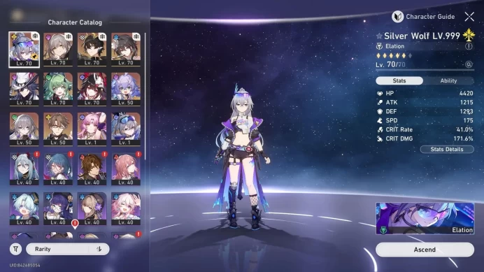 ASIA | 7 Limit | TL70 | Dan Heng PT, Silver Wolf, Fu Xuan | Acheron+Sign | MC Female | Cek SS | TakeMail | Check SS HSR472B