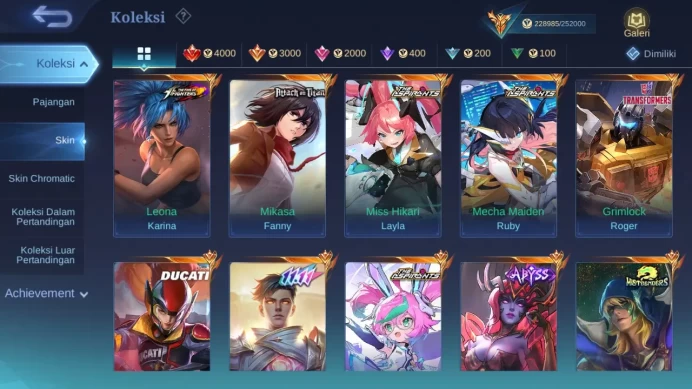 Hero 132 Skin 570 | Collector Ling | AOT Fanny | Aspirant Layla, Ruby, Change | Ducati irithel, Leomord | KOF Guin ML1545B