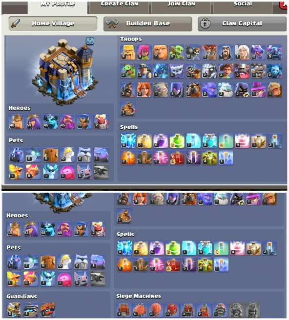 [4 Leauge Skins]||Th18 Stacked Account||10.2k Gems||1413 Cwl Medals||BuildeR's AppReNtice Max||Decorated Old Obstacles
