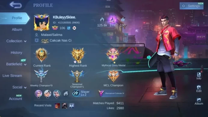 Global|Hero 132|Skin 260|Renowned|KOF Karina|STUN Chou|SS Badang|M-World Ling|Zodiac Minotaur|375|More Check SS ML1901B