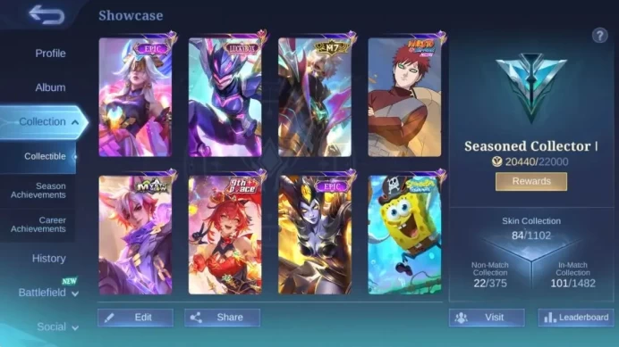 Global|Hero 55|Skin 84|Seasoned|Luckybox Karrie|Gara|Epic Pharsa+Khufra|M7 GR|Star Zetian|More Check SS ML1904B