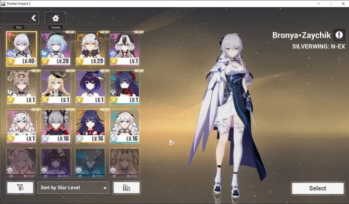 SEA Lv42|1 Fullset (Bronya Zaychik Silverwing N-EX), Kiana Kaslana HeVo 1/4, Seele Vollerei SP 1/4| 1 ELF+1 AOp|Take Mail(HI886)