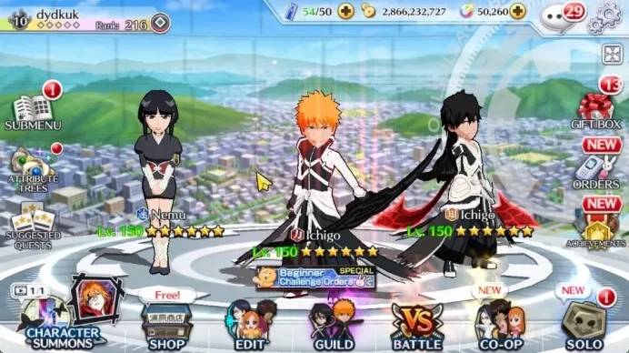 [GLOBAL]50K Orb|2 New Renewed Ichigo,Rukia 10th Anniv,TYBW25[Yachiru,Nemu],Aizen Renewed,Ururu,Etc|4K AccTic|Klab ID(BBS2652)