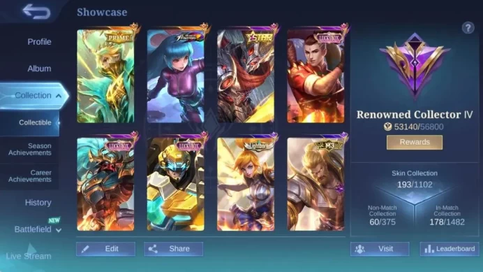 Global|Hero 112|Skin 193|Renowned|Granger Prime|KOF Karina+Aurora|ANN Haya|LBox Chou+Alpha+Johnson|Gara|More Check SS ML1905B