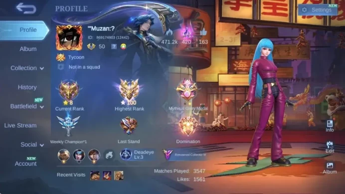 Global|Hero 112|Skin 193|Renowned|Granger Prime|KOF Karina+Aurora|ANN Haya|LBox Chou+Alpha+Johnson|Gara|More Check SS ML1905B