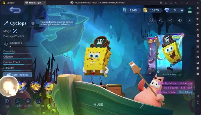 GlobalHero 92|Skin 132|Legend Lesley|CC Natalia|Spongebob Cyclops|Meowkin Silvana,Julian,Lesley|9th Fanny|More Check SS ML1908B