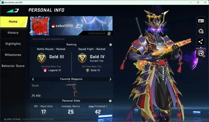 ASIA | ETERNAL ZERO-Odashadow | 8 EVA items | 1 TR melee | LGD Katana | 6 LGD guns | L36 BR Gold III|More Check SS BS825B