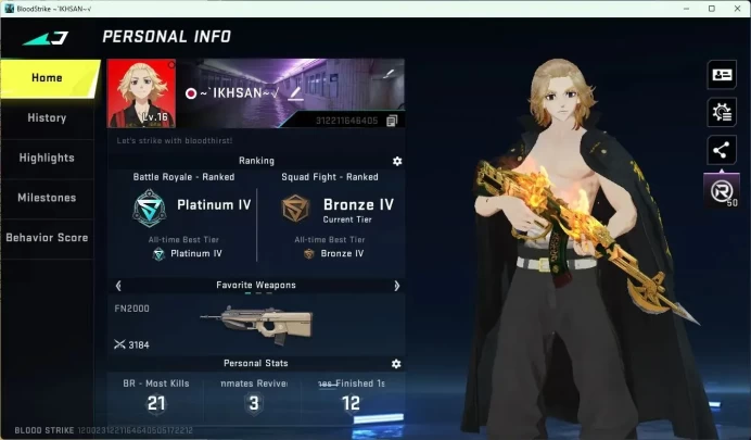 ASIA| TR Manjiro Sano, BLEACH Byakuya & Ethan Strikers | 7DS AK47 | L16 BR Platinum IV SF Bronze IV|More Check SS BS827B