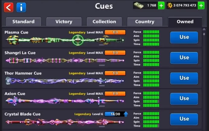 8BP6//LEVEL 395 COINS 3 BILLION CASH 1768 LEGENDARY 20/20 17 CUE MAX BLACK DIAMOND