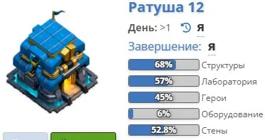 COC83 TOWN HALL LEVEL 12 12 TH 68% FULL 5 DC 94 LVL HEROES: 48 48 30 20 3 SKINS 5 EPIC ITEMS