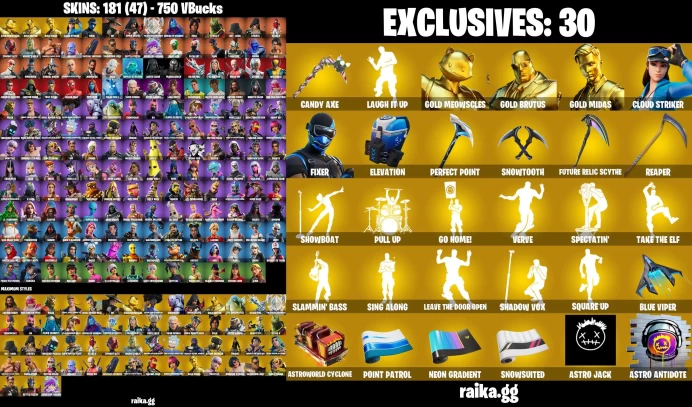 PC/XBOX 181 skins | Aura | Lara Croft | Candy Axe | Tony Stark | Peely | Siren | Harley Hitter | Mystique LKK267