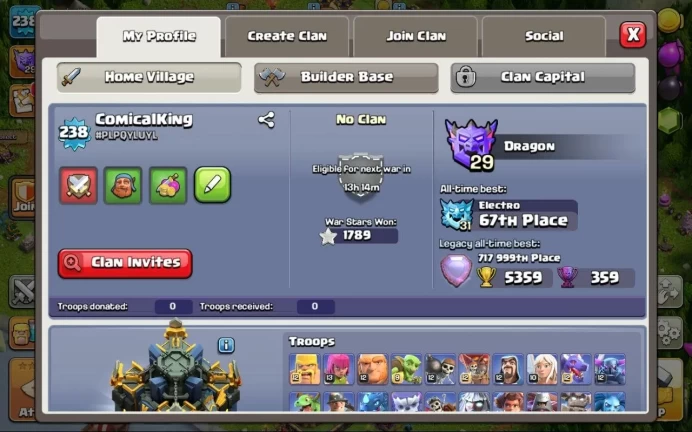 COC88 MAIN VILLAGE TH LEVEL 17 17 TH 99% FULL 100/100/90/75/50/15 FULL EQUIPMENT