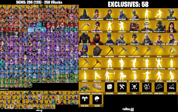 [PC/XBOX/PSN] 296 skins ﾷ 125 paid | OG STW | Black Knight | Sparkle Specialist | The Reaper | Blue Squire | Royale Knight	LKK257