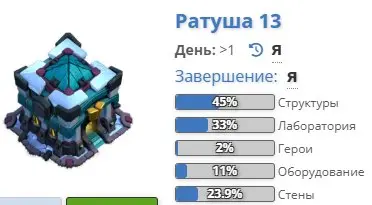 COC80 TOWN HALL LEVEL 13 THX FULL % DC LVL HEROES: GEMS SKIN