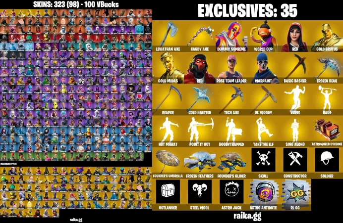 [PC/PSN] 323 skins | OG STW | Leviathan Axe | Jules | Aura | Lara Croft | Ghoul Trooper	LKK258