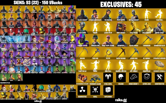 PC/PSN/XBOX 93 skins | OG STW | Black Knight | Sparkle Specialist | The Reaper | Blue Squire | Royale Knight | Floss LKK263