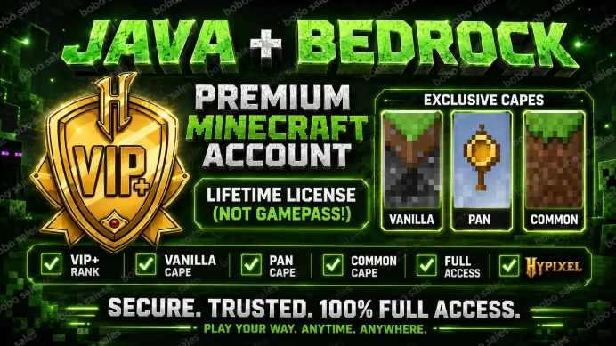 (Vanilla + Common + Pan Cape. Hypixel VIP+) Account from 22-Feb-2023. Microsoft account with mail.