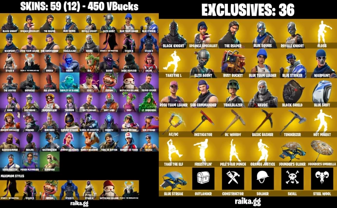 [PC] 59 skins | OG STW | Black Knight | Sparkle Specialist | The Reaper | Blue Squire | Royale Knight | Floss	LKK270