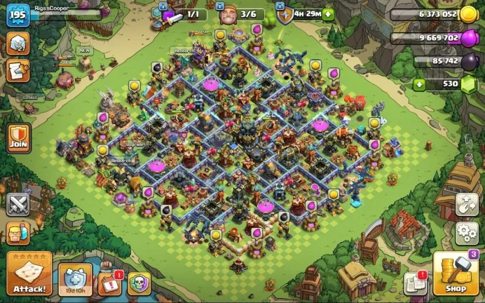 COC93 MAIN VILLAGE TH LEVEL 17 17 TH WITH FULL 16 UPGRADE 70/88/56/53/50/11 530 GEMS FULL EQUIPMENT